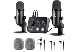 TONOR 192kHZ ASMR Equipment Bundle with Audio Interface, Dual Condenser Mics with Audio Mixer, Immersive 3D Audio, Clear Soun