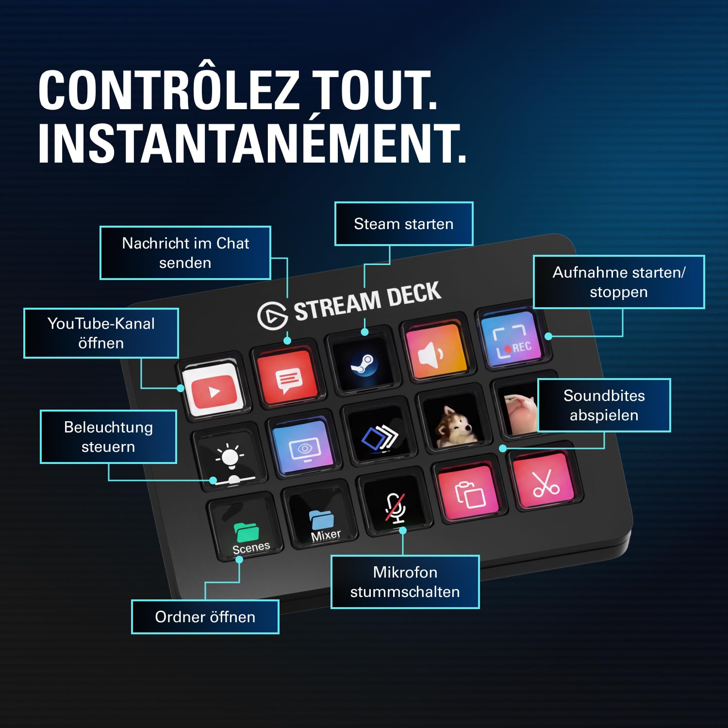 Elgato Stream Deck Scissor Keys – Workflow-Controller mit anpassbaren Makrotasten für OBS, Twitch, Discord, Teams, Photoshop und mehr: Windows 10, macOS 13 oder neuer 6
