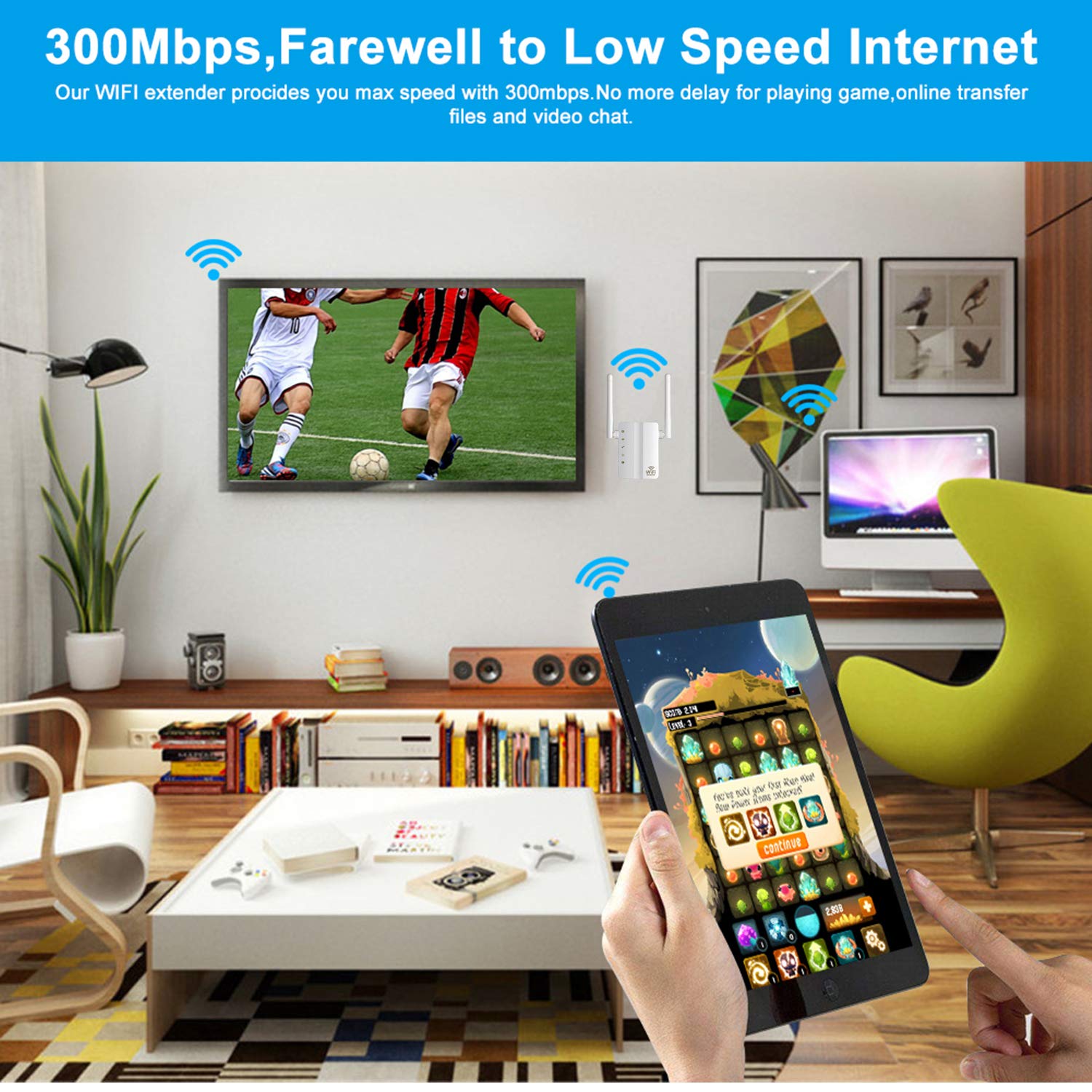 Répéteur WiFi 300Mbps Extenseur sans Fil Amplificateur de Signal, Mini ...