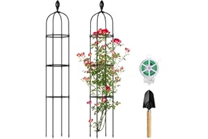 Huvai 2 Pack 5Ft Tall Garden Obelisk Trellis for Climbing Plants Outdoor, Plant Trellis Garden Tower Trellis for Potted Plant Climbing, Flowers Vegetable Cucumber Trellis