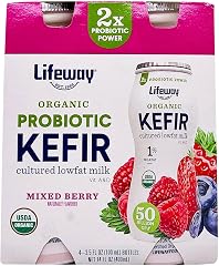LifeWay Kefir Multi Pack Organic Low Fat Mixed Berry, 3.5 Fl Oz, 4 Count