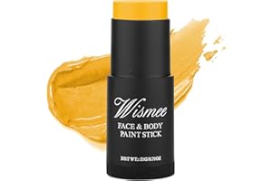 Wismee Yellow Face Body Paint Stick,Cream Blendable Yellow Eye Black Stick for Sports,Sweatproof Waterproof Face Painting Makeup for Halloween Special Effects SFX Cosplay Costume Parties