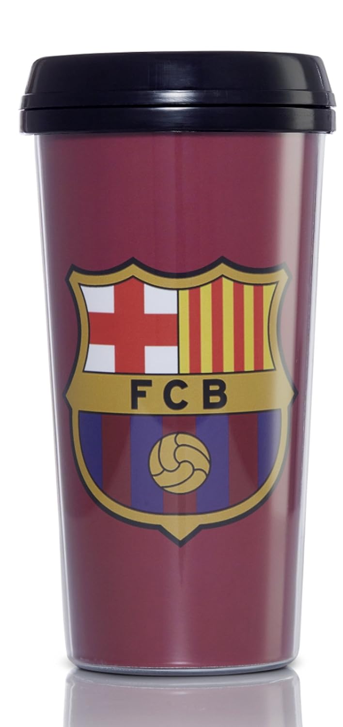 FC Barcelona Travel Mug Holds 16 Ounces Hot and Cold Beverages 100% Official League Product Everyone will enjoy this travel mug Perfect for Soccer and Football League Fans