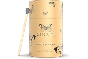 ZIKANI Grey Tip Fancy Matches 4" Match Refill and Striker 100 Long Matches Short Matches Wooden Matches Bulk Matches Decorative Matchsticks for Cloche Jar Box Fireplace - Striker Pad Included