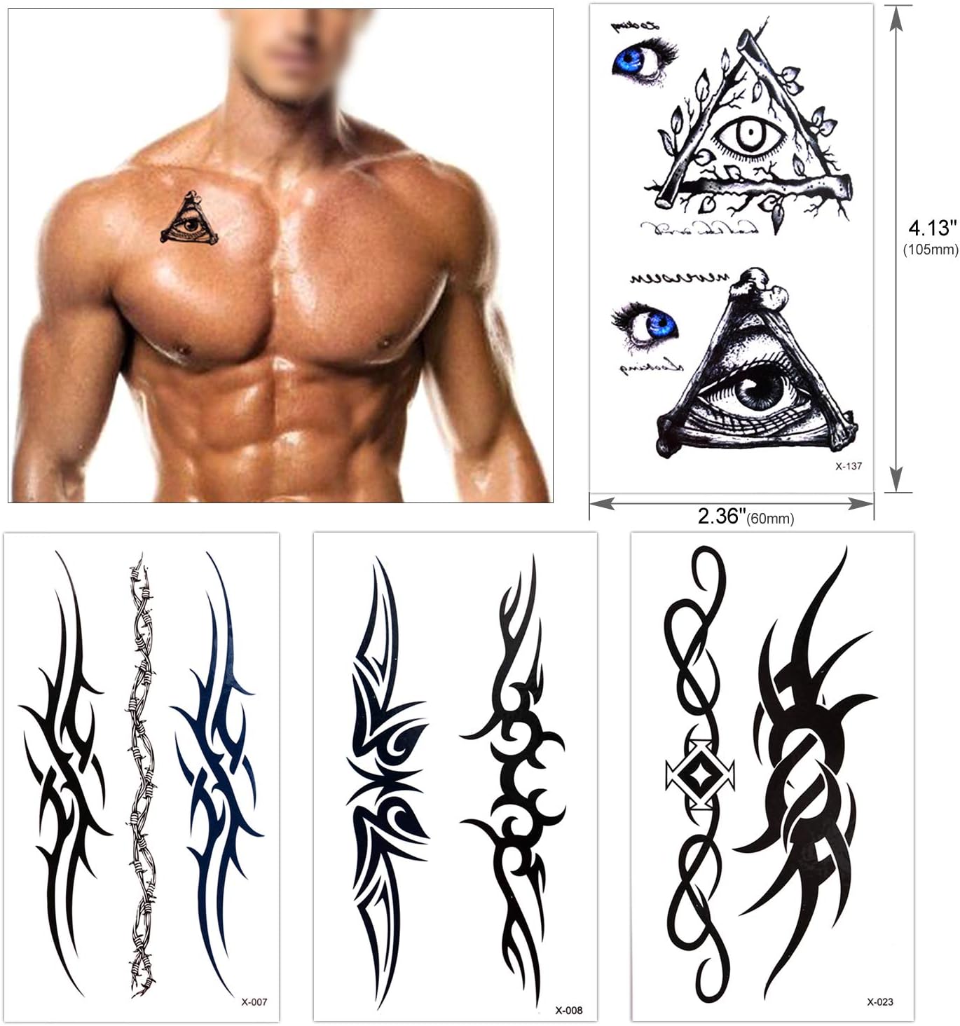 Konsait Temporary Tattoos for Adult Men Women Kids(18 Sheets) - Image 4
