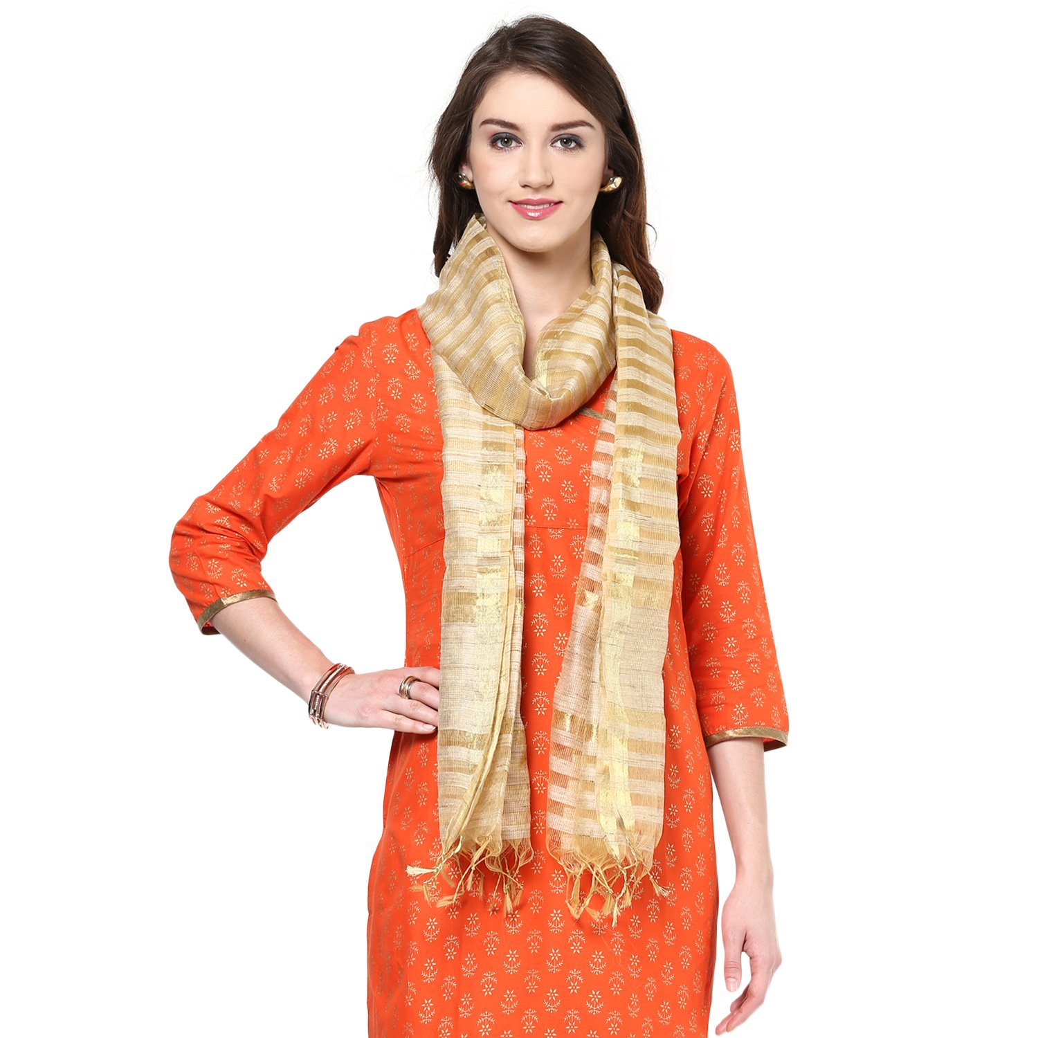 gold cotton silk dupatta