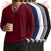 Velvelhall 5 Pack Men's Big and Tall Thermal Shirts Fleece Lined V Neck Long Sleeve Base Layer Tops Loose Casual Warm Winter
