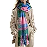 COMOEASIL Women Warm Scarf Long Shawl Cold Weather Thick Blanket Scarfs Plaid