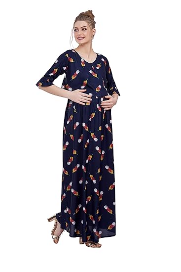 Womens Printed Long Maternity Nightdress