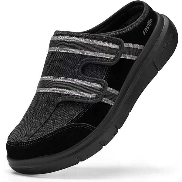 Amazon.com | FitVille Wide Slippers for Men Slip-On Wide Mens