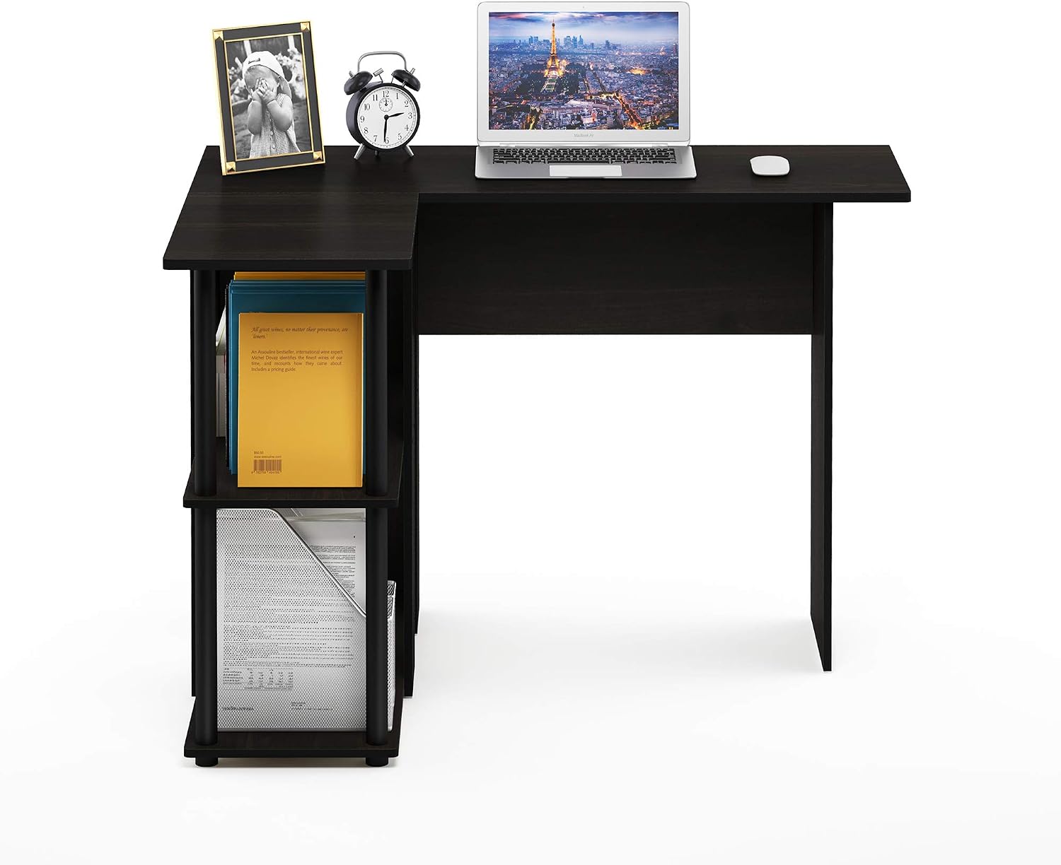 Furinno ABBOTT Desk, Gaming Desk with Bookshelf, L-Shape Computer Desk, Office Desk for Home Office Bedroom, Espresso - Image 5