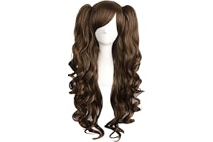 MapofBeauty 28"/70cm Lolita Long Curly Clip On Ponytails Cosplay Wig(Brown)