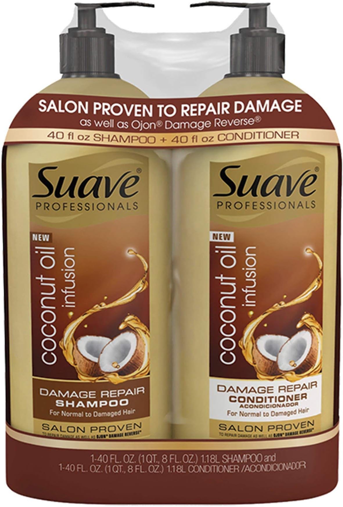 Product of Suave Professionals Coconut Oil Infusion Damage Repair Shampoo, 40 oz. and Conditioner, 40 oz. - Hair Treatments [Bulk Savings]