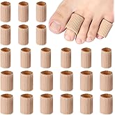 Blulu 24 Pcs Toe Protector Sleeve for Corns, Skin Color, Medium,Small | Soft Gel Cushion Toe Sleeves for Blisters Calluses Corns, 0.98 in Fabric Protector Pads, Comfortable Fit Daily Wear