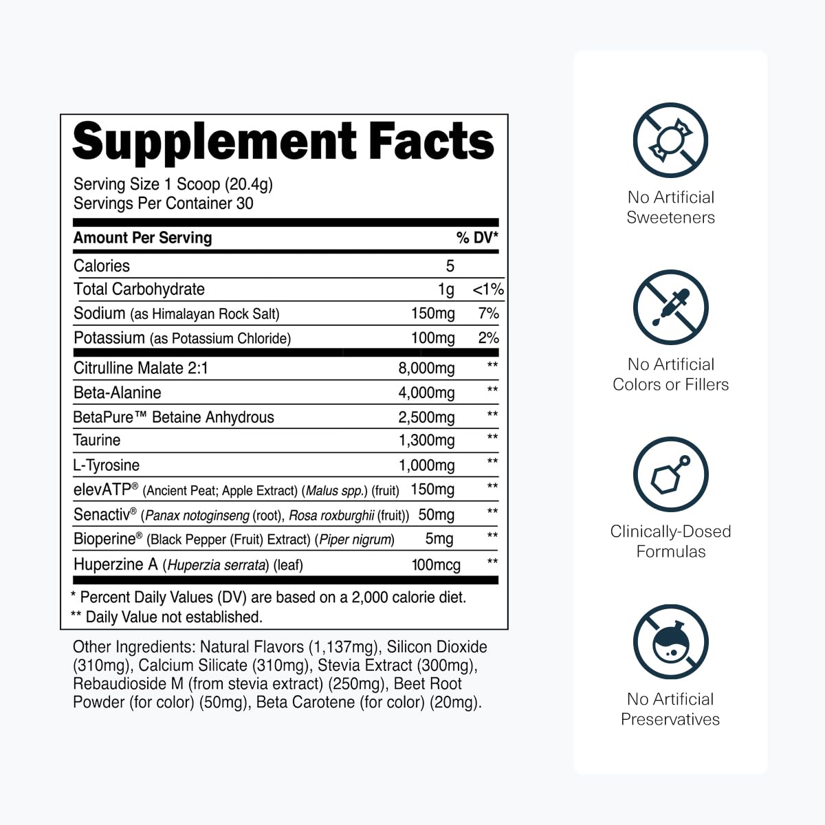 Transparent Labs Stim-Free Pre-Workout - Caffeine & Stim Free Pre Workout Powder for Men and Women with Beta Alanine Powder, Citrulline Malate, & elevATP - 30 Servings, Tropical Punch