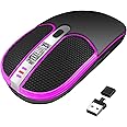 DANCESOUL Leather Button Wireless Mouse,LED RGB Colorful Light,Slim Silent Rechargeable,2-in-1 Receiver Computer Mouse for Notebook,MacBook(M1/M2),PC,iPad,etc(Black)