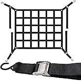 US Cargo Control Cargo Net for Pickup Truck Bed 4.2 FT x 3.5 FT, Adjustable Truck Cargo Net with S-Hooks & Cam Buckles, Fits Short Pickup Beds - Can Also Use in Trailers, Garages, Sheds