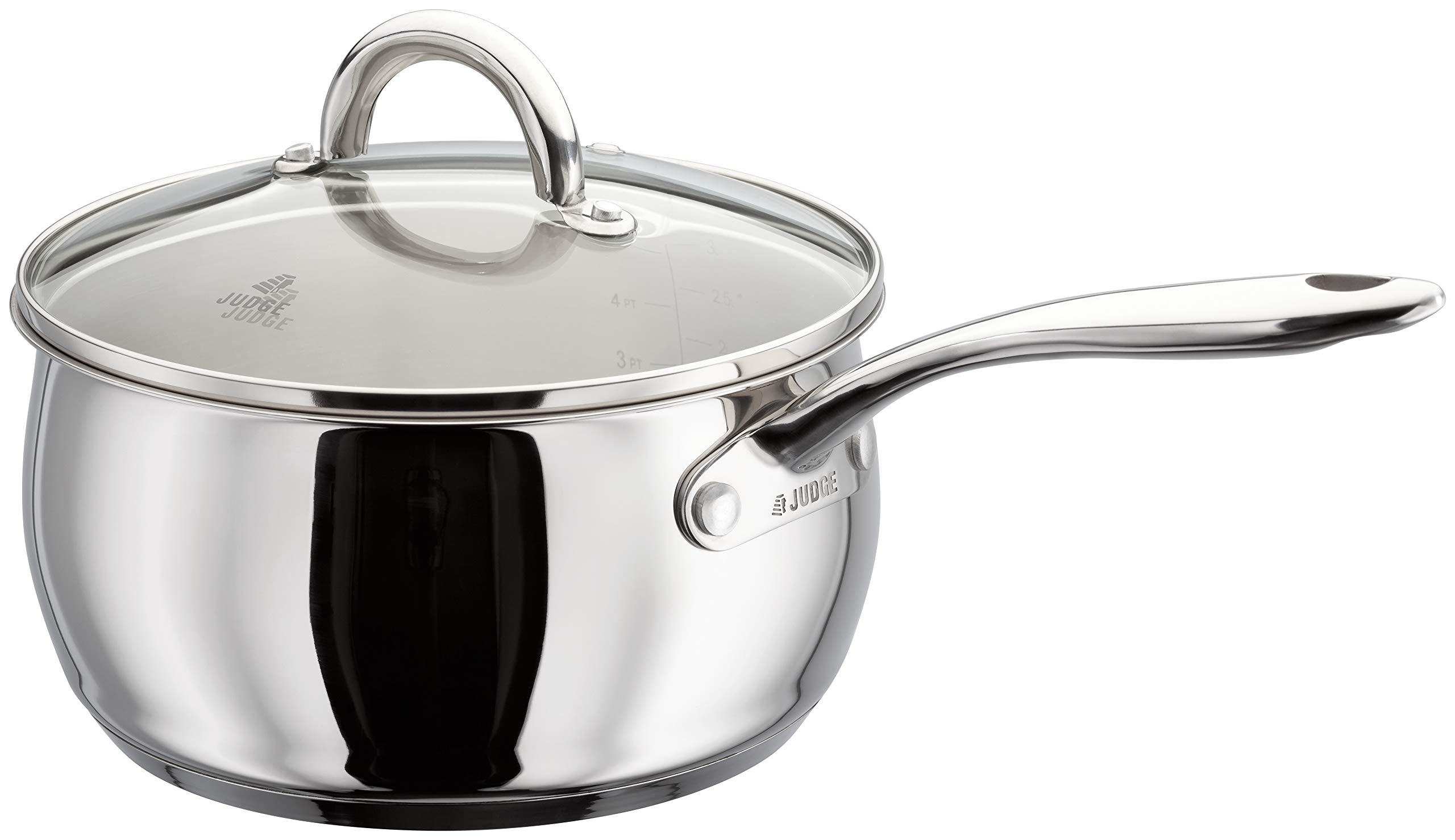 Judge Classic 20cm Saucepan with Glass Lid, Silver, 2.5 Litre Capacity