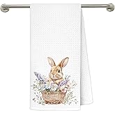 FRZSDVHNM Easter Bunny Kitchen Towels, Gifts for Bunny Lovers, Rustic Spring Floral Easter Rabbit Decorative Dish Tea Hand Towels for Kitchen Bathroom, Girls Kids Bathroom Decor, 16x24 Inches
