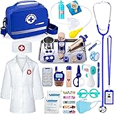 EFO SHM Doctor Kit for Kids, 35 Pcs Kids Doctor Kit for Toddlers 3-5 with Medical Storage Bag & Real Stethoscope, Pretend Play Doctor Set for Fun Role Playing Game
