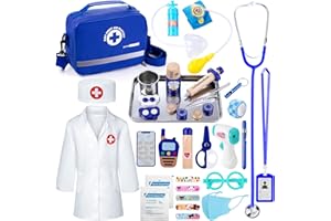 EFO SHM Doctor Kit for Kids, 35 Pcs Kids Doctor Kit for Toddlers 3-5 with Medical Storage Bag & Real Stethoscope, Pretend Play Doctor Set for Fun Role Playing Game
