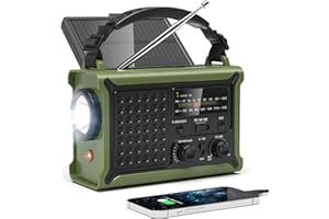 PPLEE 12000mAh/44400mWh Emergency Radio-NOAA Approved Weather Radio with AM/FM Portable Solar Panel/Hand Crank/AC Input Rechargeable Battery and Flashlight SOS Siren Lamp for Indoor/Outdoor Emergencies