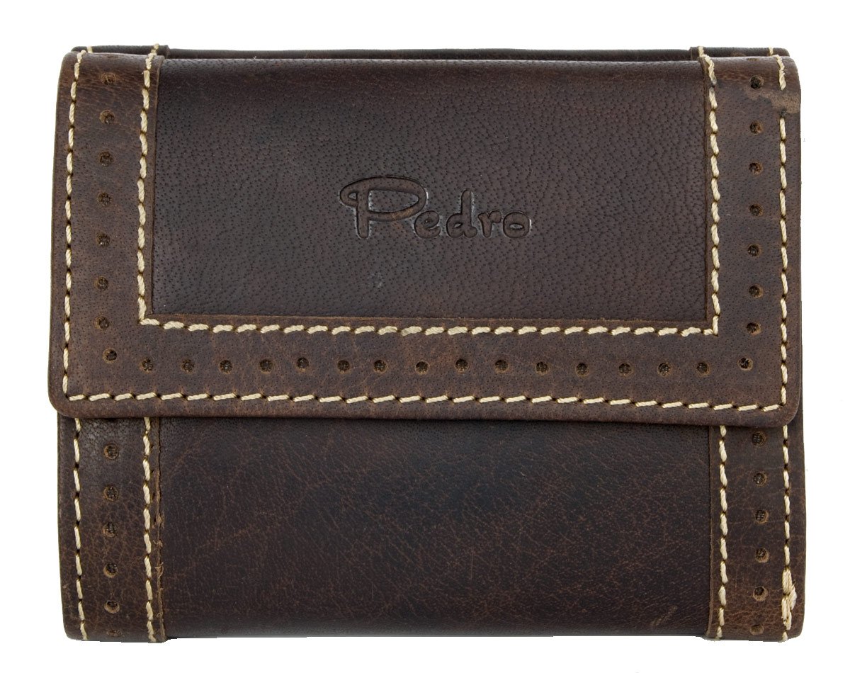 Dark Brown Strong Leather Compact Sized Wallet Pedro Whole Made of Natural Genuine