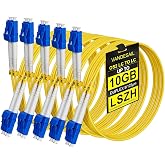 VANDESAIL LC to LC Fiber Patch Cable, OS2 Single Mode, 2M(6.6 FT), 5 Pack | 9/125&mu;m duplex UPC SMF jumper, LSZH jacket, individually tested, for SFP modules and data centers