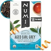 Numi Organic Aged Earl Grey Tea, 18 Black Tea Bags with Real Bergamot | Assam Black Tea with Bergamot Oil, Bright &amp; Balanced