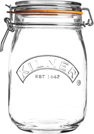 Kilner 1 Litre Clip Top Jar Airtight Glass Storage for Food & Preserving