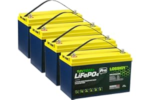 LOSSIGY 12V 100Ah Lifepo4 Lithium Battery, 1280WH with 100A BMS, Perfect for 48V Golf Cart, Home Energy Stroage, RV, Solar System, Off-Grid(4 Pack)