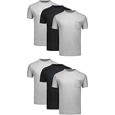 Hanes Men's Pocket T-Shirt Pack, 6-Pack, Cool & Breathable Cotton Tees, Stay-Tucked Undershirts for Men