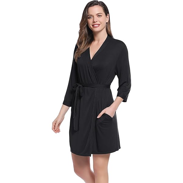 Skin Women's Carlotta Robe, Black W/White at Amazon Women's