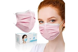 PM PERFORMOTOR 50 Pcs Disposable Face Cover 3-Ply Filter Non Medical Breathable Earloop Masks (Pink)