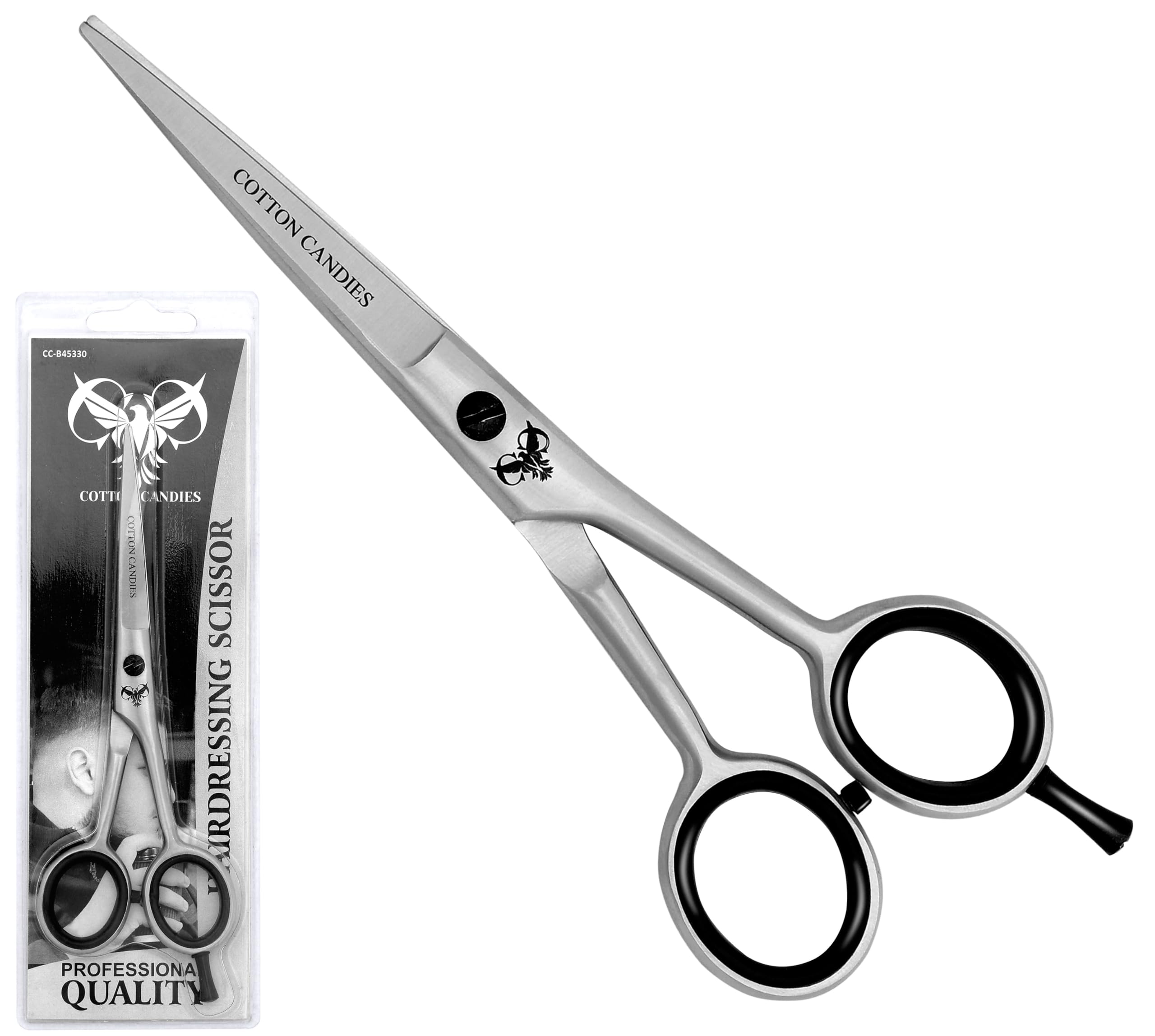 COTTON CANDIES 6” Hairdressing Scissors – Stainless Steel Hair Cutting Shears – for Professional Hairdressers Barbers Suitable for Men, Women, Children, Adults All Hair Types