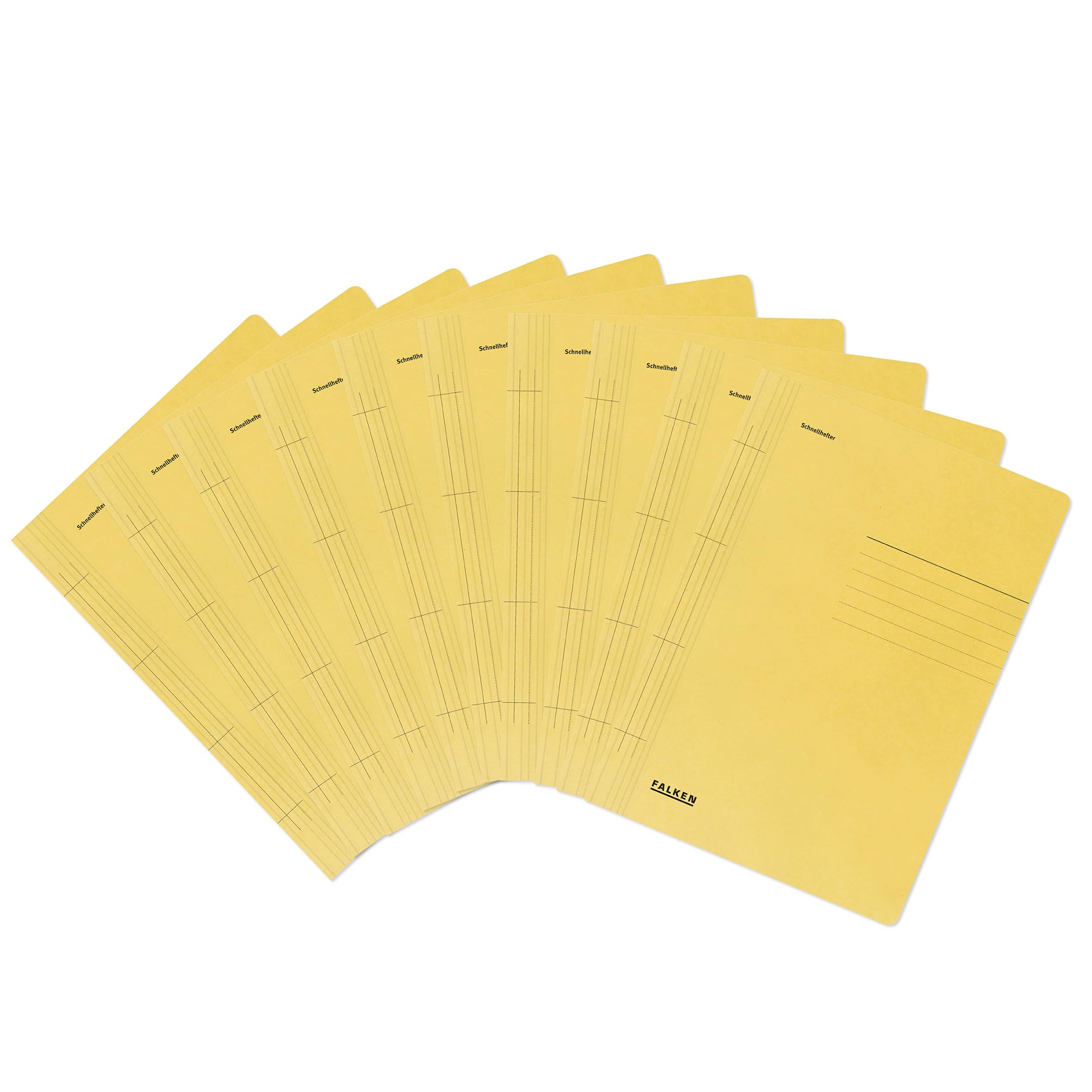 Exacompta - Ref 80000425002F - FALKEN - Flat Cardboard Files - A4 (210 x 297mm) in Size, 250gsm Recycled Manilla, Pre-Printed Cover, Blue Angel Certified - Yellow (Pack of 100)