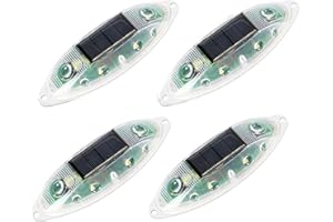 Aolyty Solar Strobe Warning Light Outdoor, Bright Solar Safety Flashing Light 4 Pack Road Signs IP54 Waterproof for Construction Site, Traffic, Dock, Marine, Stop Sign (White)