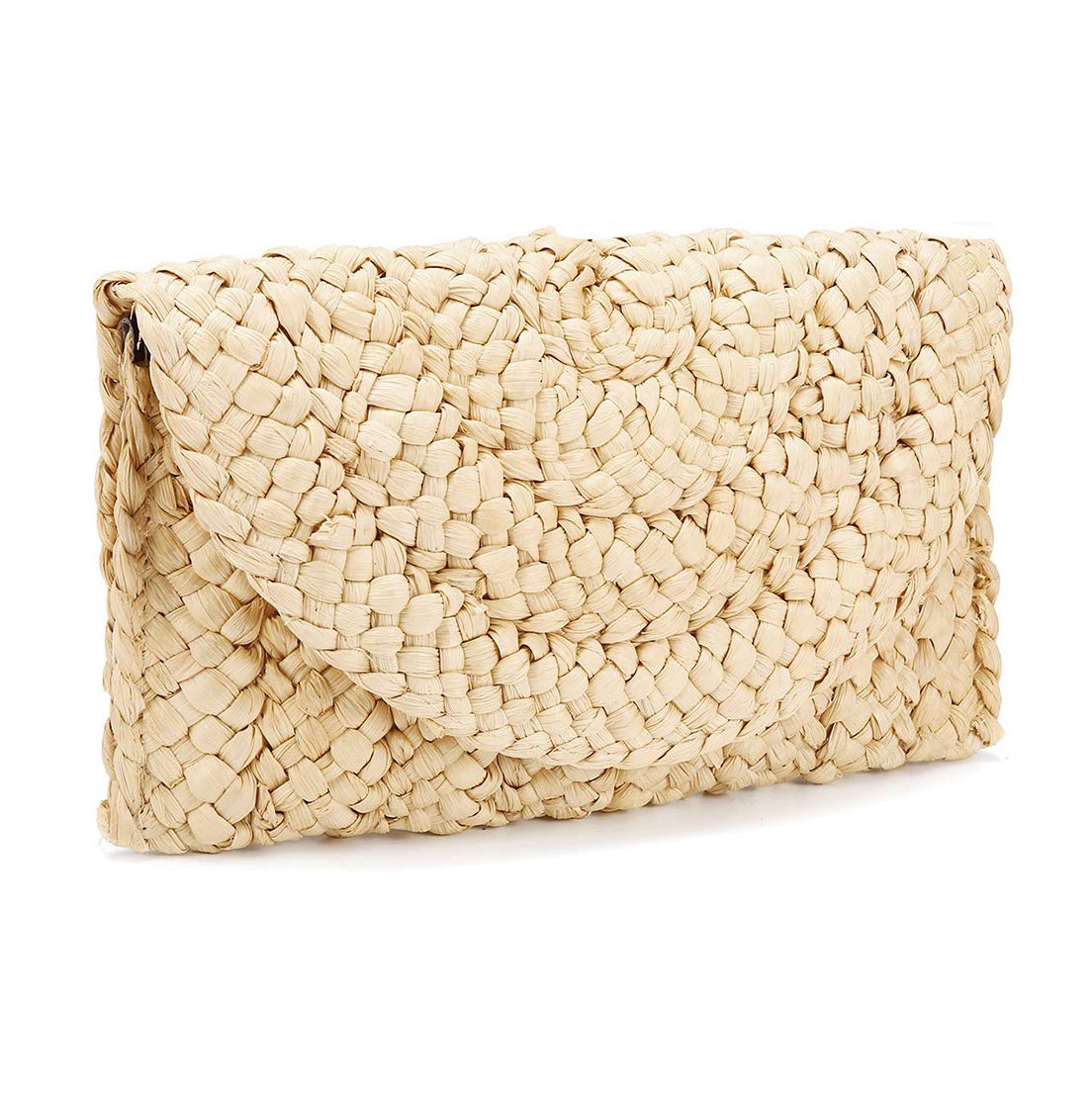 iPobie Straw Clutch Bag,Women Straw Weave Handbag Envelope Flat Summer Clutch Purse Beach Bag