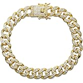 kelistom Cuban Link Anklet Bracelet for Women Men Hip-hop 18K Gold/White Gold Plated Iced Out Rhinestones Filled Chain Ankle Bracelets, 9" 10" 11"