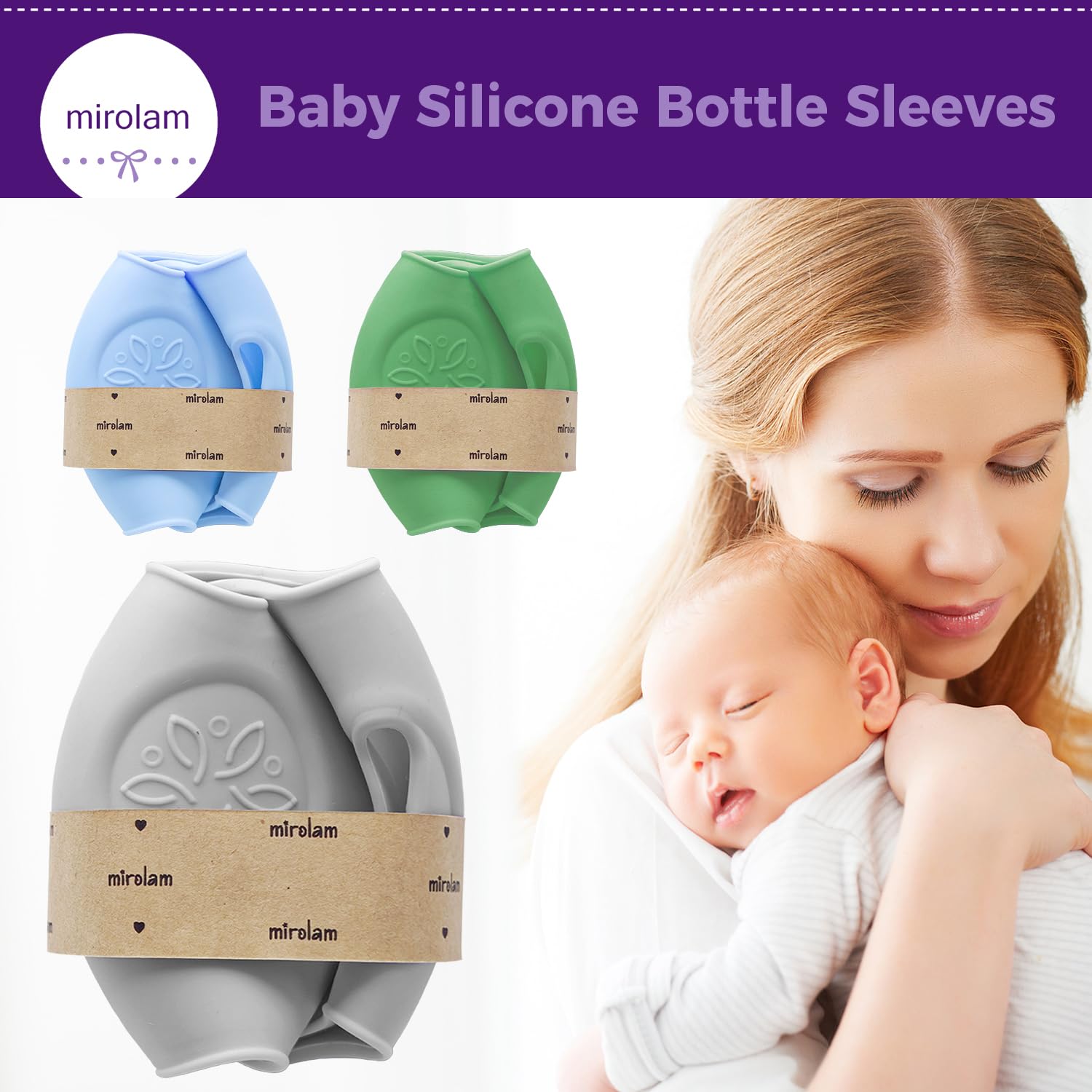 3 Pack Silicone Sleeve for Philips Avent Glass Bottle - Shatter Proof Natural Silicone Bottle Sleeve for Anti Colic Baby Bottles 8 oz & 4 oz - Anti Flow Sleeve for Infant Bottles