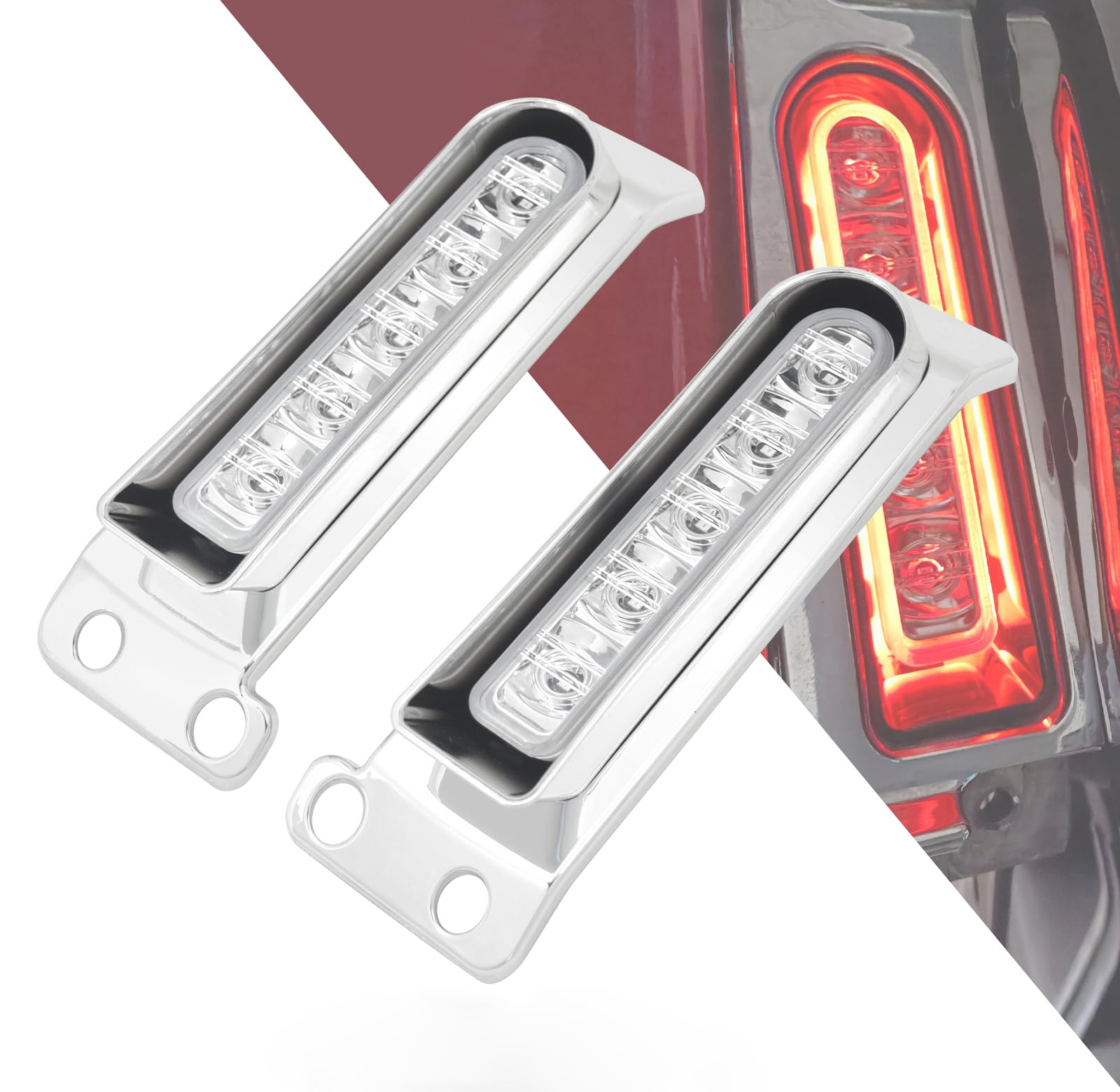 Photo 1 of HDBUBALUS LED Saddlebag Support Inserts Auxiliary Fender Light Filler Panel Brake Tail Lights Fit For Harley Electra Glide Road King Ultra Limited 2014-2024 Chrome Housing Clear Lens