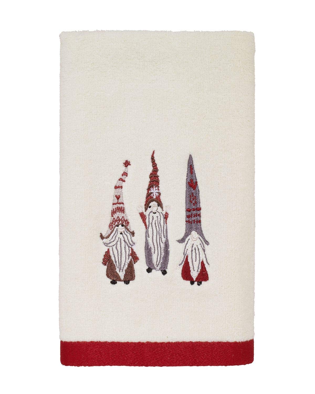 Avanti Linens Christmas Gnomes Collection, Cotton, Ivory, Hand Towel