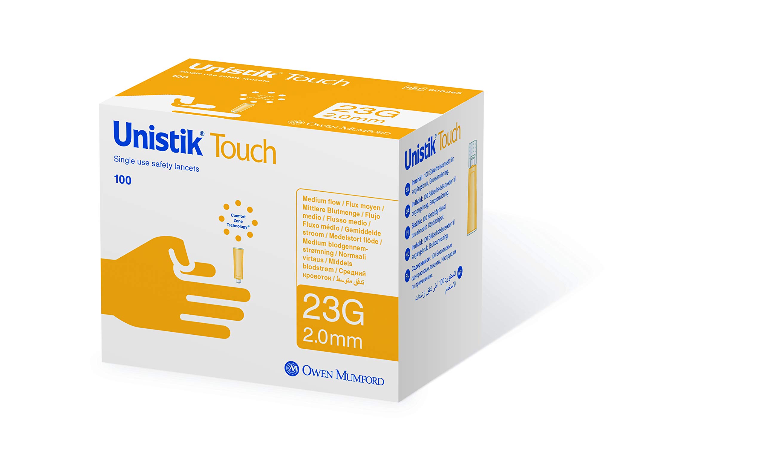 Unistik Touch, 23G- 2mm, 100 lancets per box
