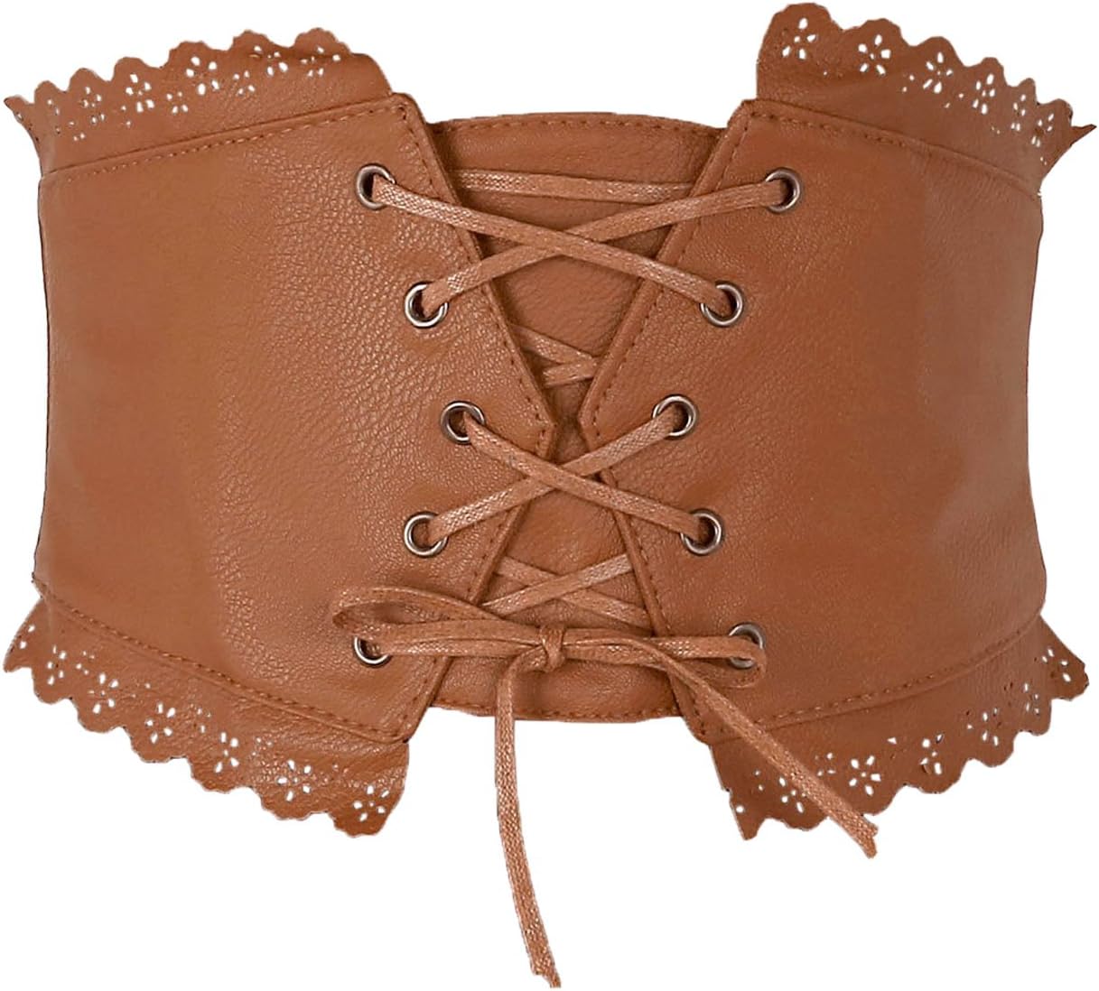 CHIC DIARY Women Punk Elastic Wide Waist Belt Tied Corset Cinch Belt Hollow out lace