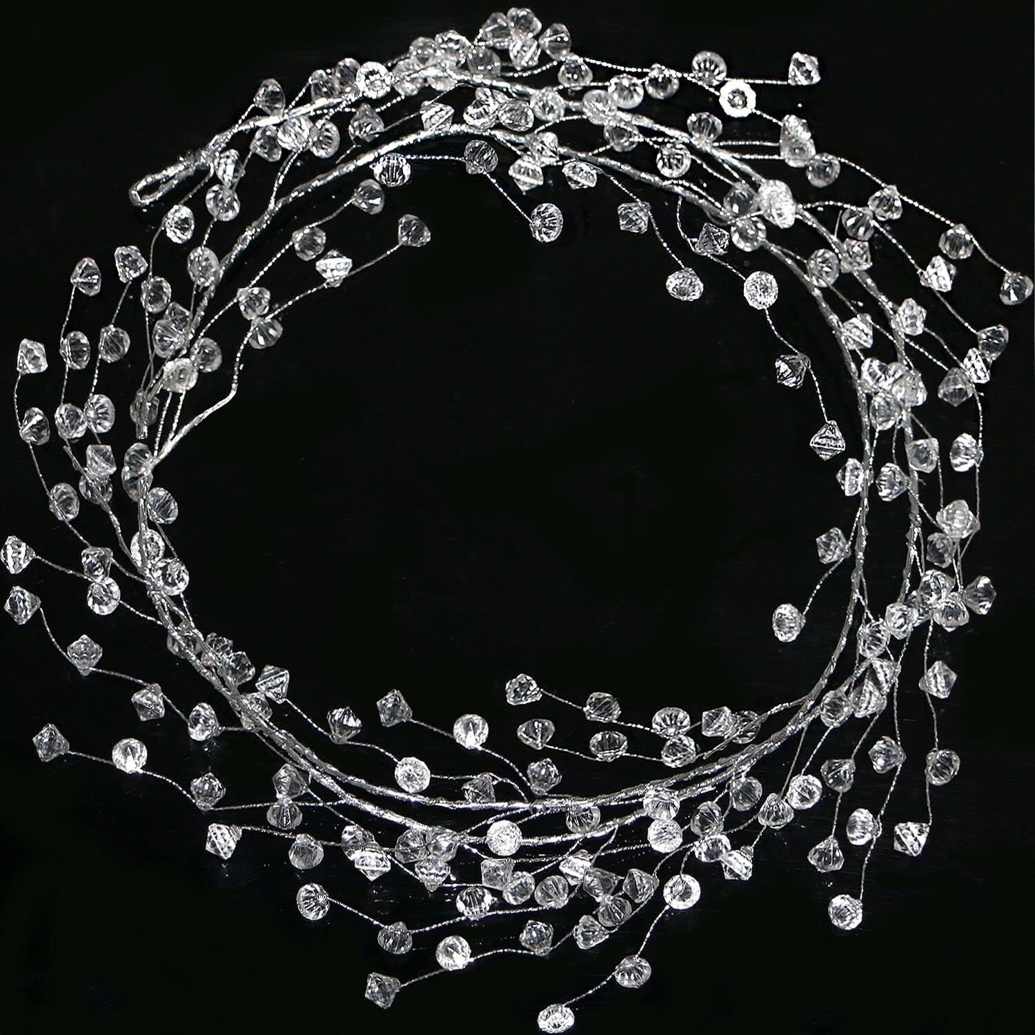 Wreaths, Garlands & Swags - Jishi 20 FT Ice Wire Clear Garland, Christmas Diamond Ice Ornament Garland Christmas Tree Decorations, Acrylic Plastic Crystal Diamond Jewel Bead String Branch Garland Strands for DIY Wreath Crafts
