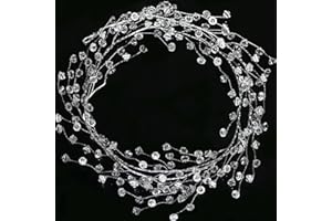 Jishi Christmas Garland 20 FT Crystal Diamond Ice Wire Clear Bead Garland for Christmas Tree Decorations Indoor Winter Wonderland Home Decor for Living Room Bedroom Fireplace Mantle Mantel, Wreath DIY