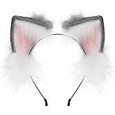 QinRuan Cat Fox Faux Fur Ears Headband Cute Halloween Fancy Dress Cosplay Handmade Animal Furry Ears Hair Hoop