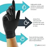 Unigloves Unicare Nitrile Examination Gloves Medium Black Box of 100 view 2