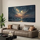 Canvas Wall Art Decor Beach Ocean Waves Wall Art Pictures For Living Room Decorations Gold And Blue Art Wall Decor Artwork For Walls For Bedroom Office Canvas Pictures For Wall Decor 20×40 Inch