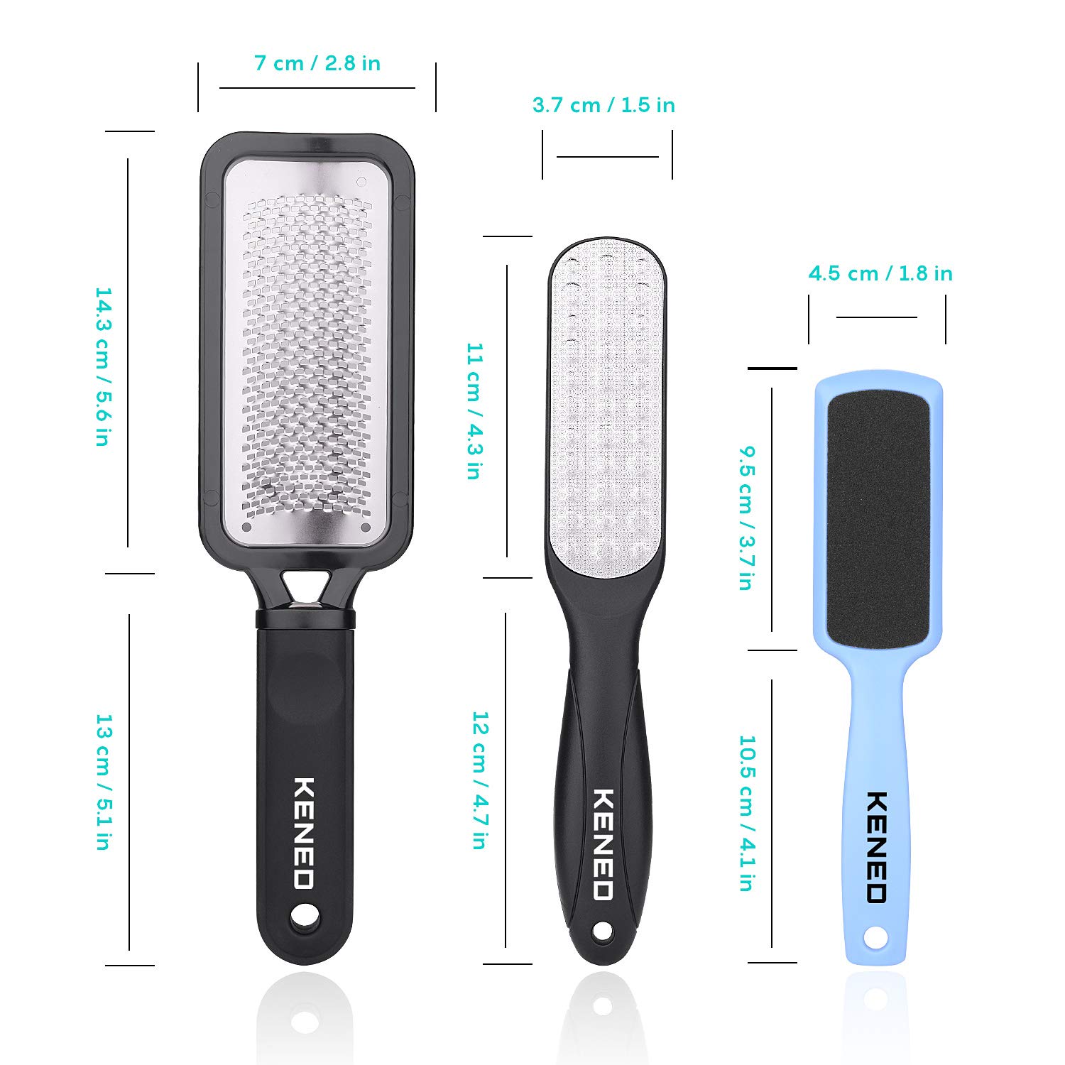 Foot Scrubber Pedicure Tools Rasp - 5 PCS KENED Foot File Callus Remover For Feet To Remove Hard Skin - 2 X Stainless Steel Black, 3 X Plastic White : Beauty
